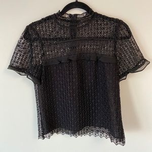 Lace Mock Neck Blouse / Size S